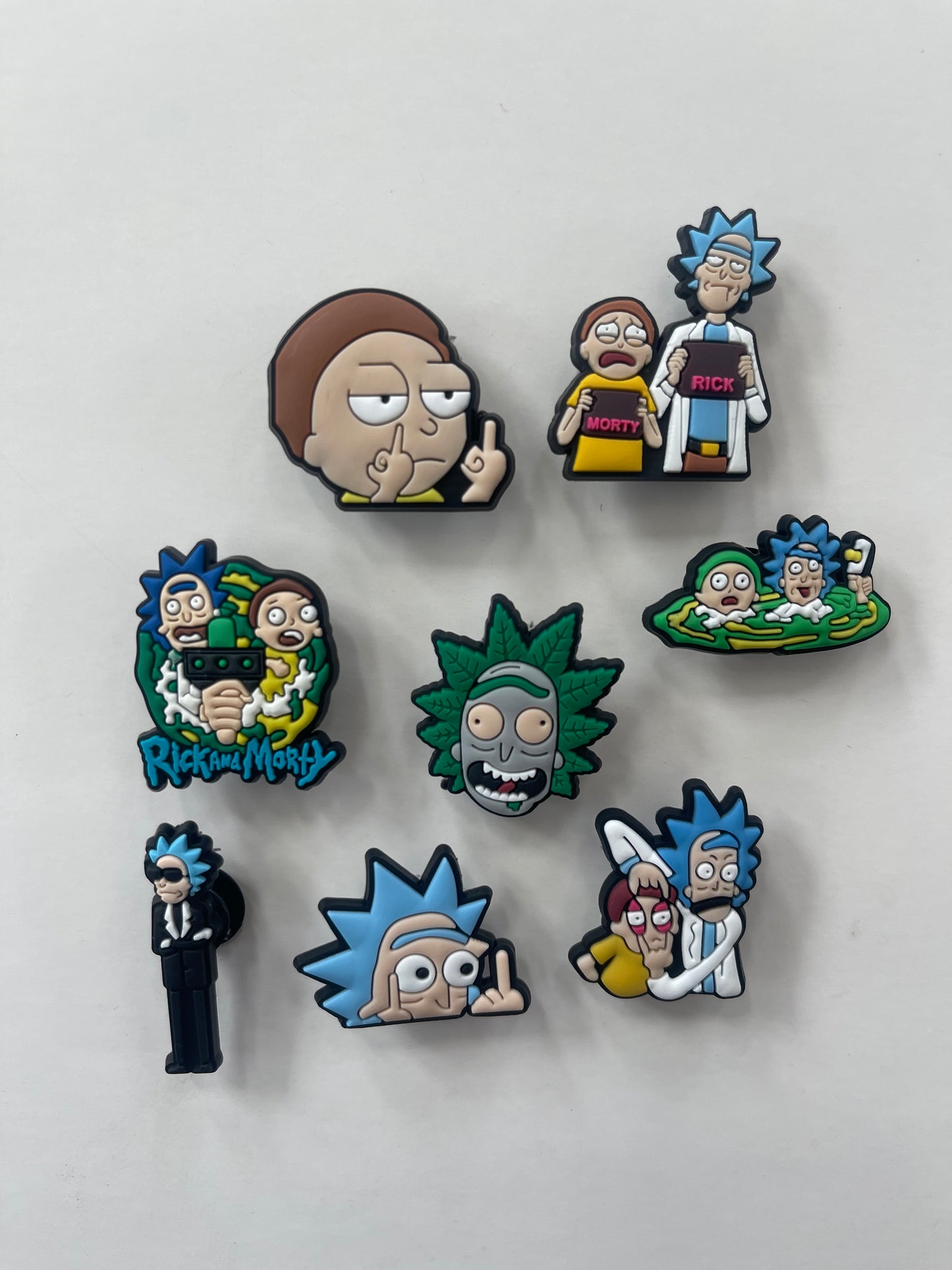 Rick & Morty Cartoon Croc Charms Shoe Charms Decorations 8pcs Set