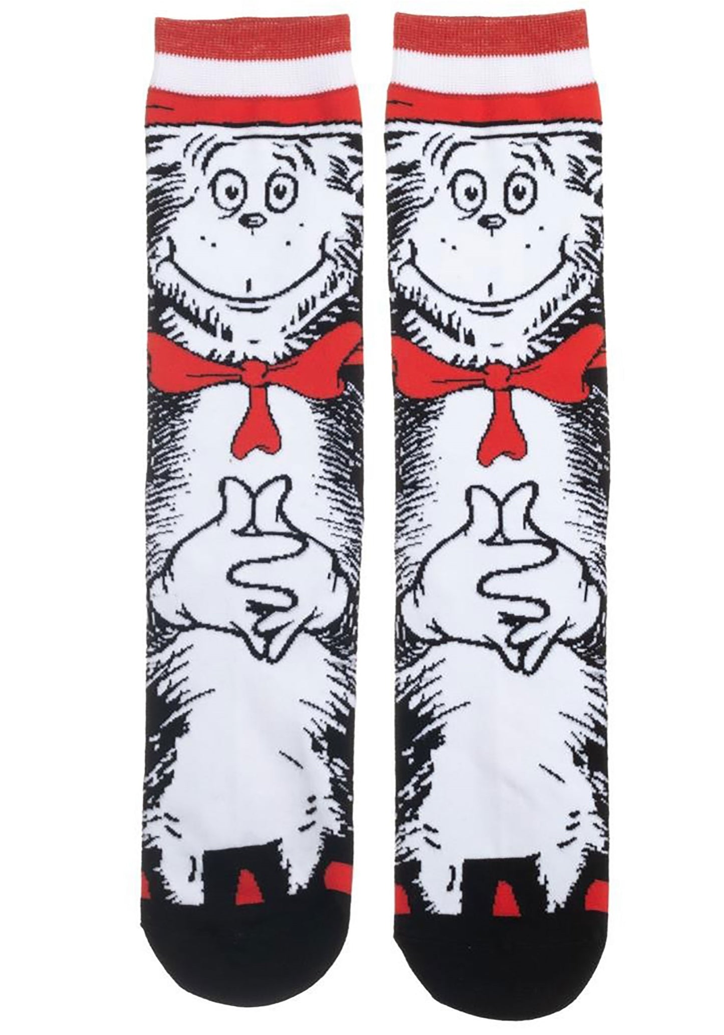 Cat in a Hat, Cartoon Socks Womens & Mens Fun Novelty Crew Character 360 Degree Artwork Designed Socks