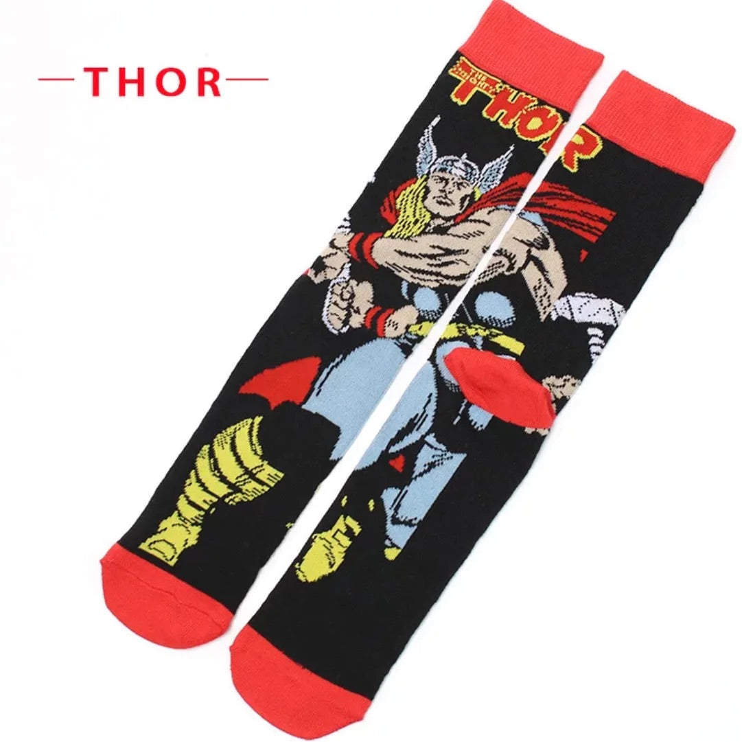 Cartoon Socks, Thor, Womens & Mens Fun Novelty Crew Character 360 Degree Artwork Designed Socks