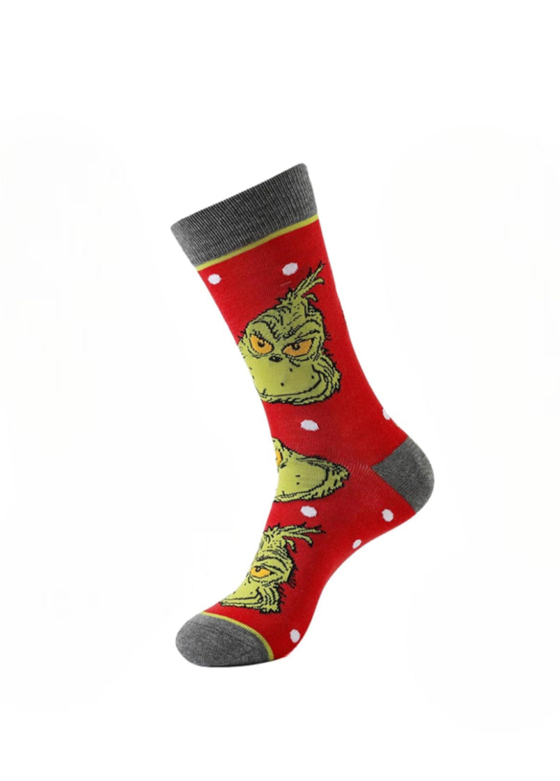 The Grinch Christmas Socks, Fun Novelty Unisex 360 Degree Artwork Character Designed Crew Socks