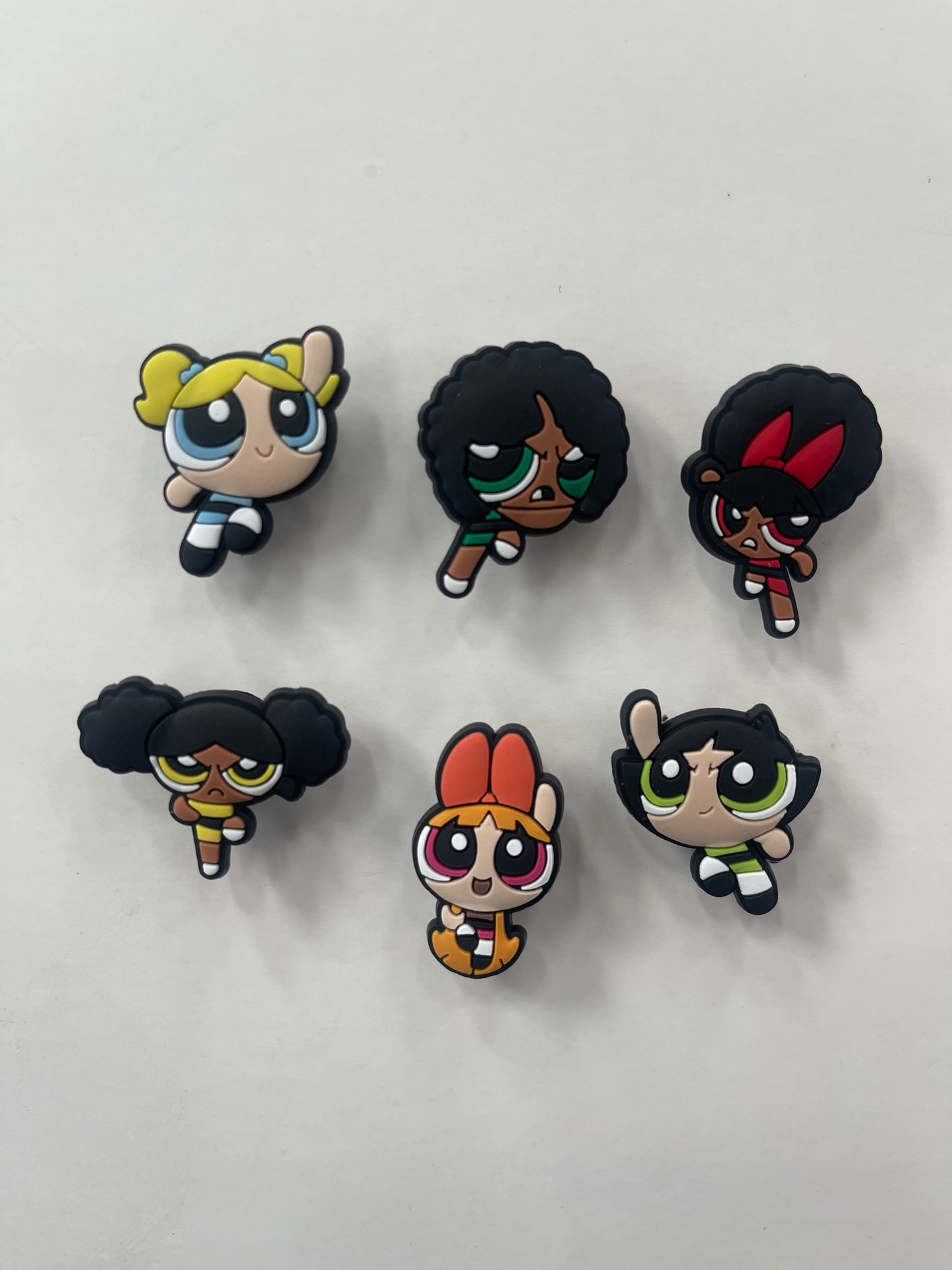 Power Puff Girls Cartoon Croc Charms Shoe Charms Decorations 8pcs Set