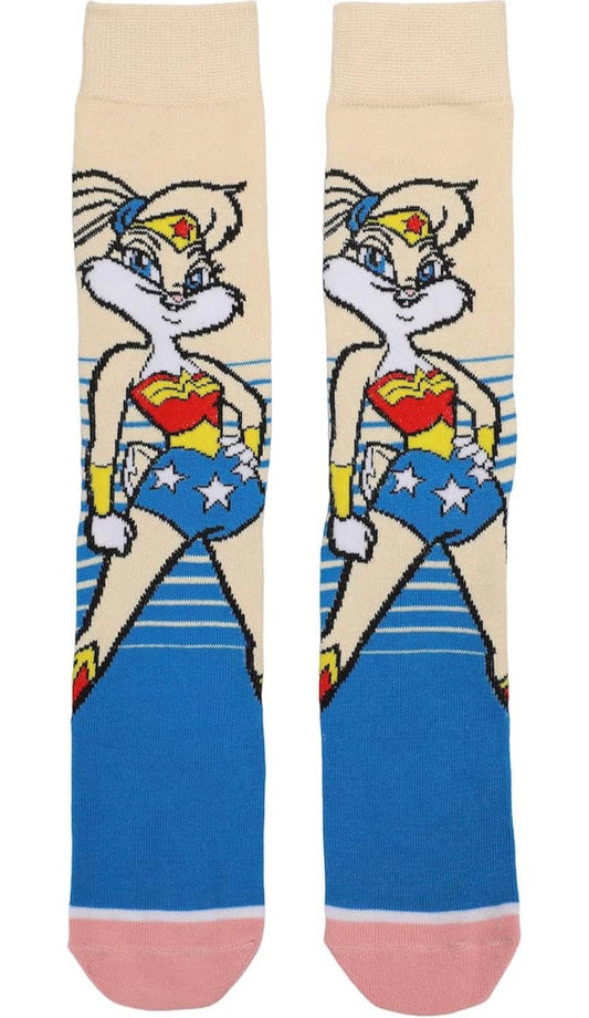 Lola Bunny Wonder Woman Cartoon Socks, Fun Novelty Unisex 360 Degree Artwork Character Designed Crew Socks