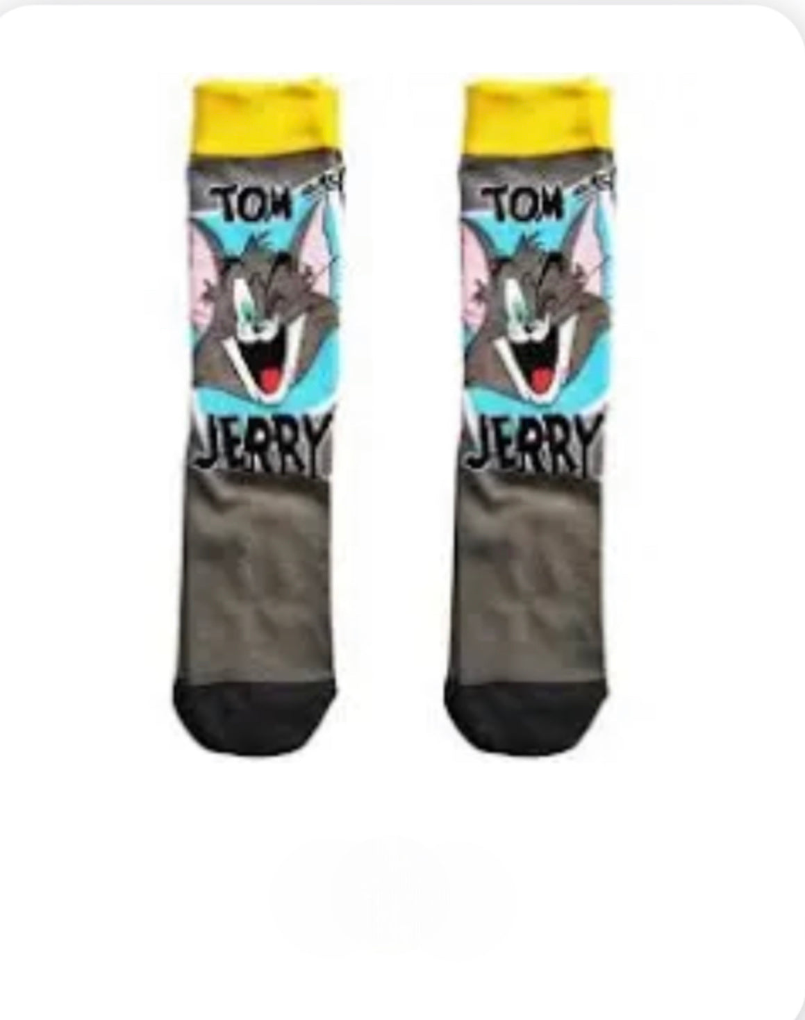 Tom & Jerry Cartoon Socks, Fun Novelty Unisex 360 Degree Artwork Character Designed Crew Socks