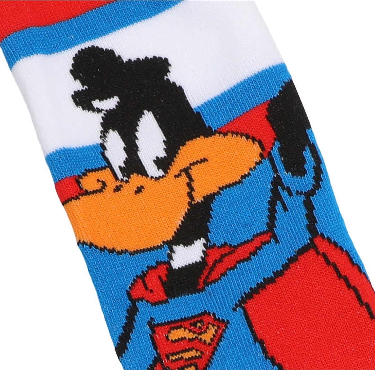 Daffy Duck Superman Cartoon Socks, Fun Novelty Unisex 360 Degree Artwork Character Designed Crew Socks