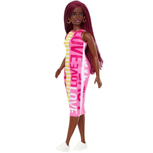 Barbie Fashionistas Doll #186 with Split Pattern Love and Stripes Dress