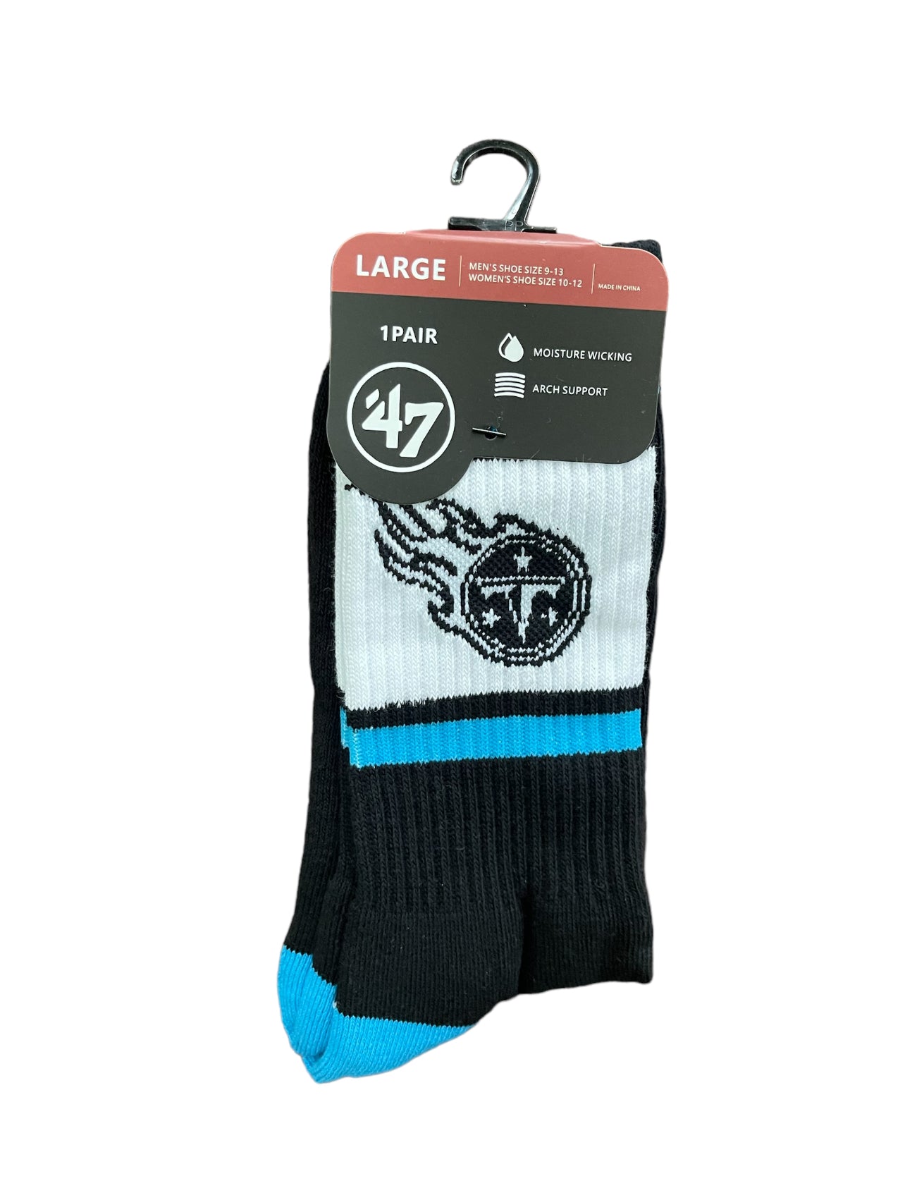 Tennessee Pro Football Socks Adult Team Logo and Colors Large Crew Sport Socks Footwear for Men and Women Game Day Apparel