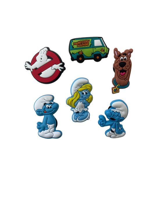 Smurfs, Scooby Doo Cartoon Croc Charms Shoe Charms Decoration 6pcs Set