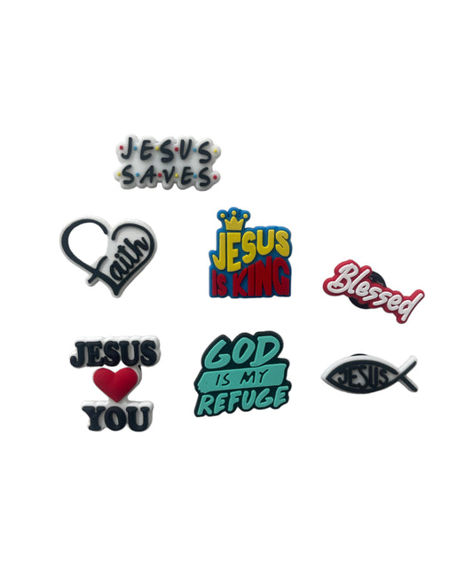 Faith Religious Cartoon Croc Charms Shoe Charms Decorations 7pcs Set