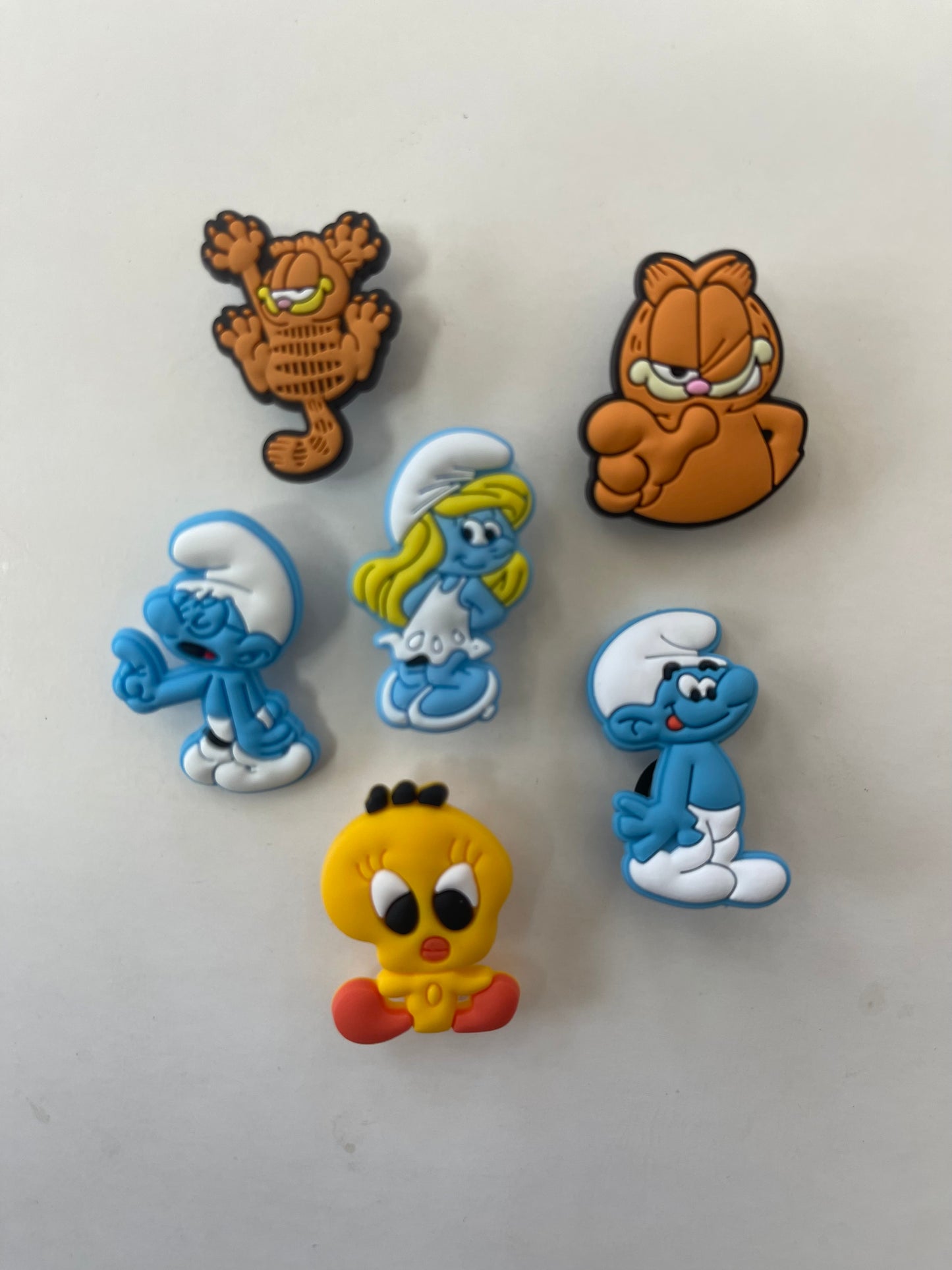 Garfield, Smurfs Cartoon Croc Charms Shoe Charms Decoration 6pcs Set