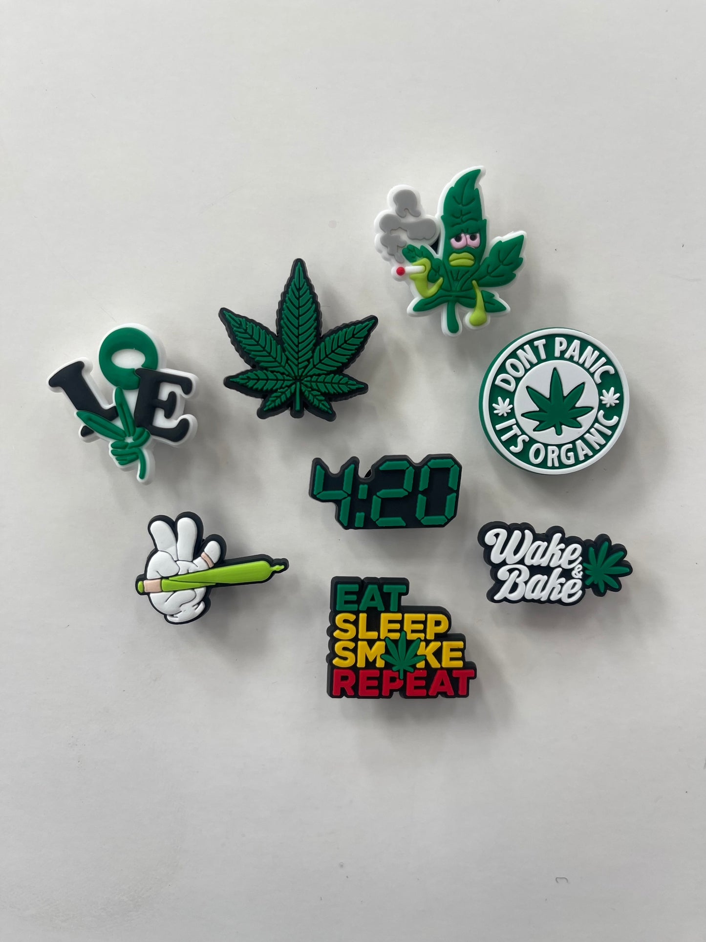 Weed Marijuana Cartoon Croc Charms Shoe Charms Decorations 8pcs Set