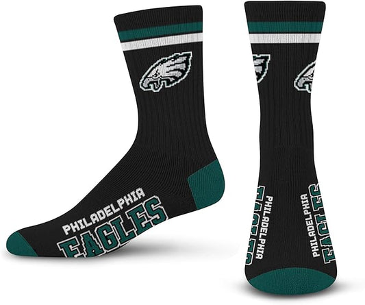 Philadelphia Pro Football Socks Adult Team Logo and Colors Large Crew Sport Socks Footwear for Men and Women Game Day Apparel