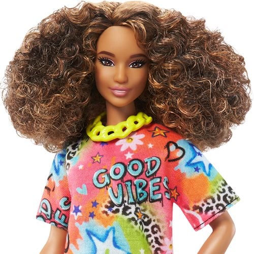 Barbie Fashionista Doll #201 with Graffiti-Print T-Shirt Dress