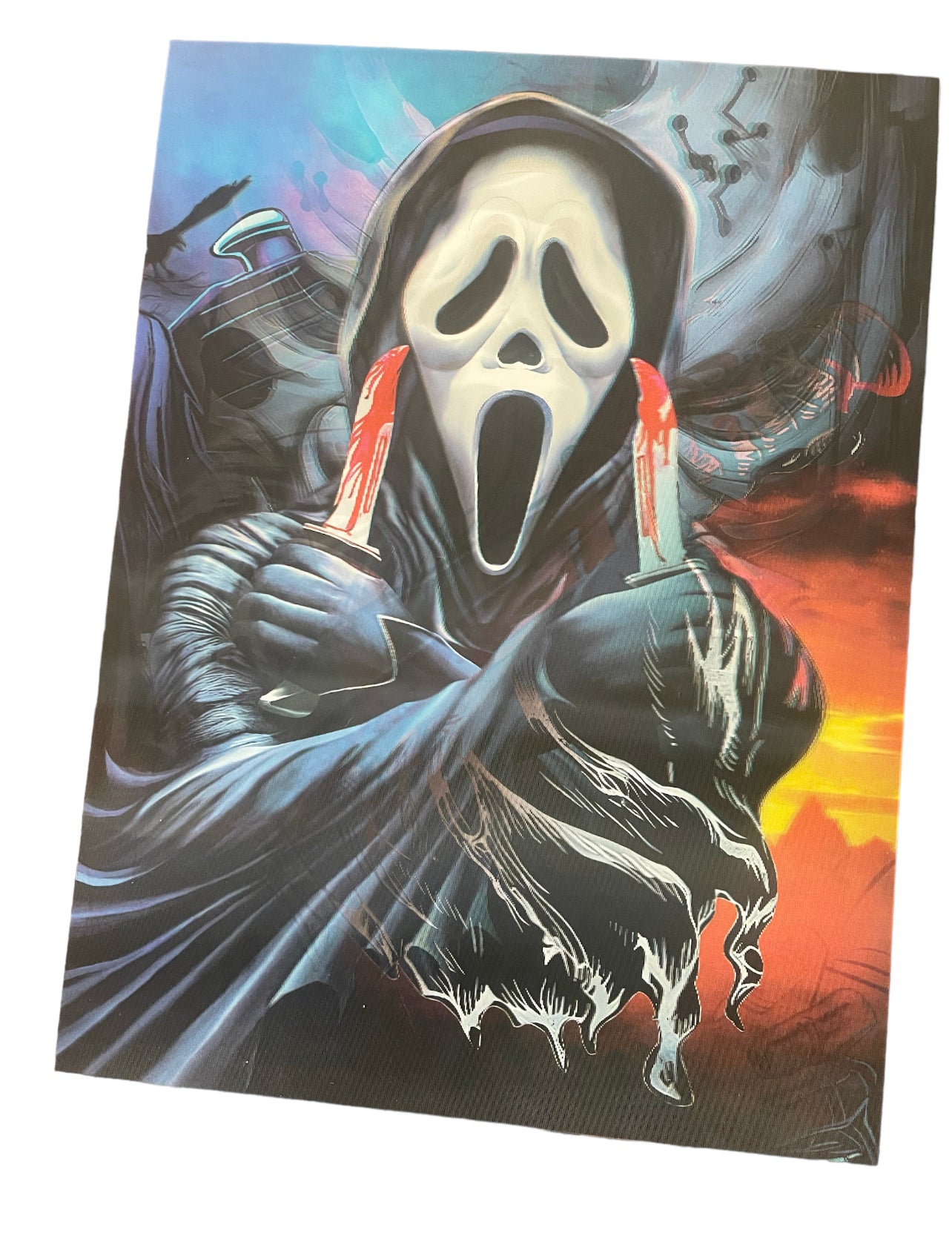 Horror Scream Ghost Face Poster 3D Effect, 3 images in one, 3D Lenticular Effect