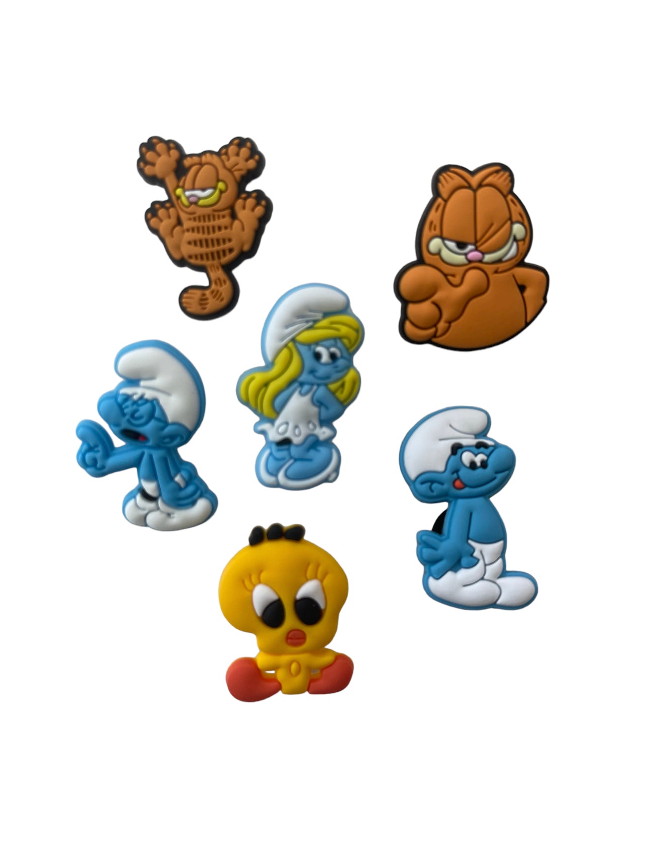 Garfield, Smurfs Cartoon Croc Charms Shoe Charms Decoration 6pcs Set