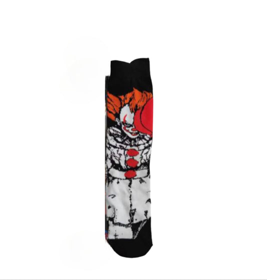 Pennywise It Horror Socks, Fun Novelty Unisex 360 Degree Artwork Character Designed Crew Socks