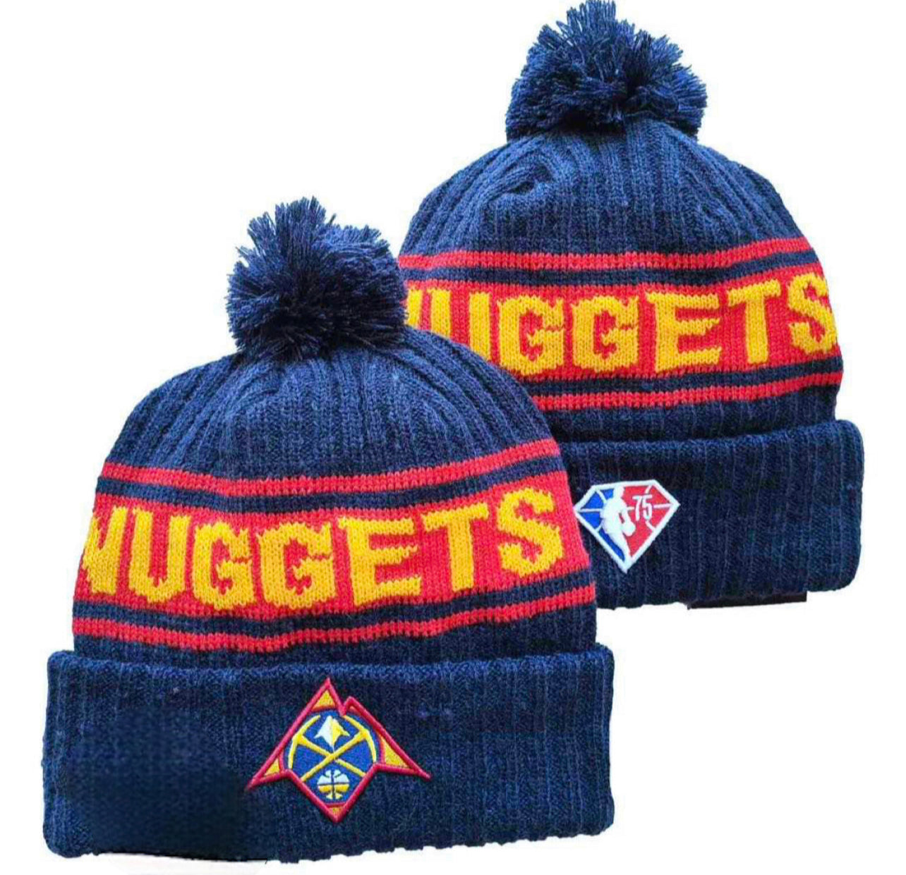 Denver Nuggets Men's Cuffed Knit Hat with Pom Pro Basketball Beanie