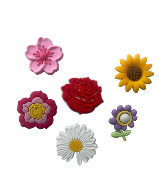 Flowers Cartoon Croc Charms Shoe Charms Decorations 6pcs Set