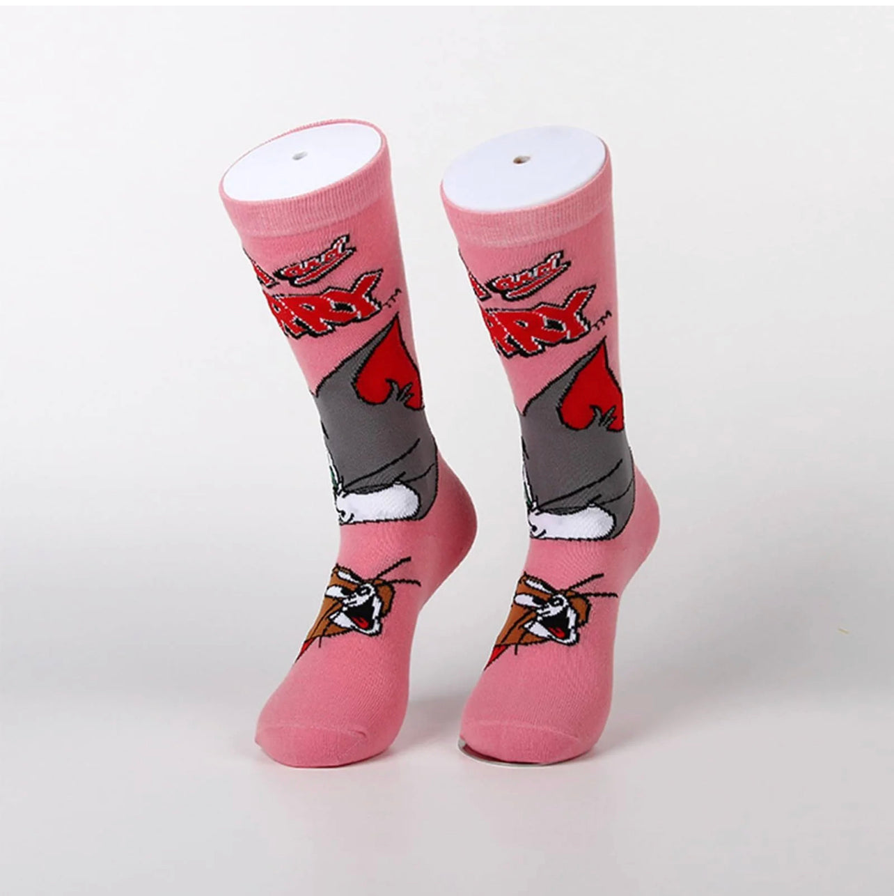 Tom & Jerry Cartoon Socks, Fun Novelty Unisex 360 Degree Artwork Character Designed Crew Socks