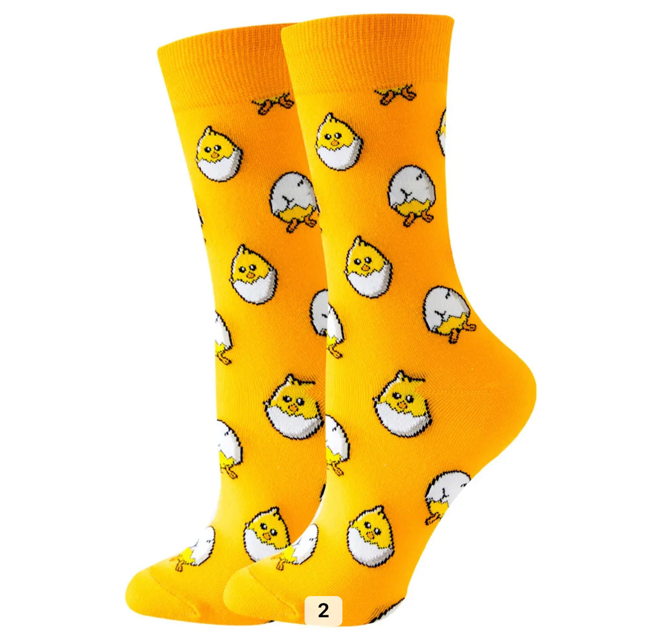 Baby Chick Cartoon Socks, Fun Novelty Unisex 360 Degree Artwork Character Designed Crew Socks