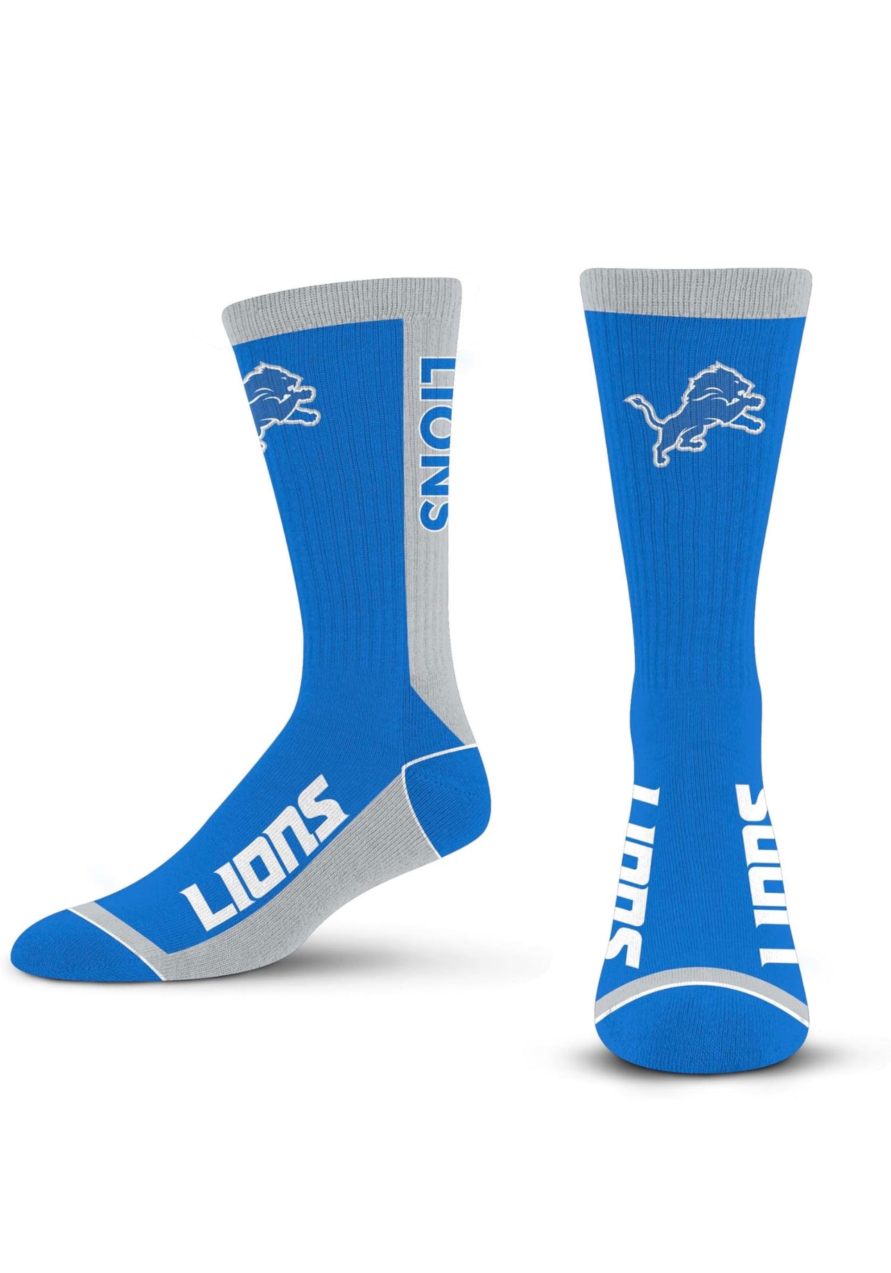 Detroit Pro Football Socks Adult Team Logo and Colors Large Crew Sport Socks Footwear for Men and Women Game Day Apparel