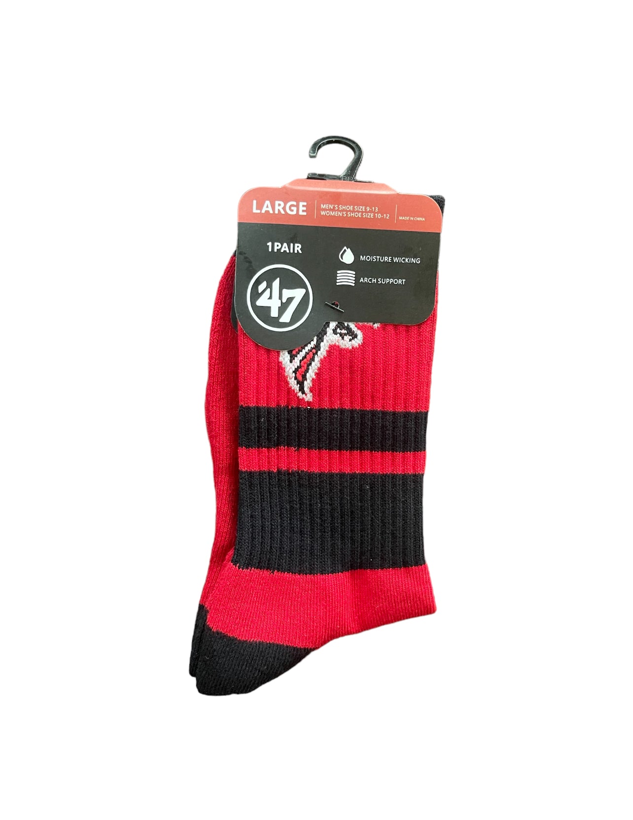 Atlanta Pro Football Socks Adult Team Logo and Colors Large Crew Sport Socks Footwear for Men and Women Game Day Apparel