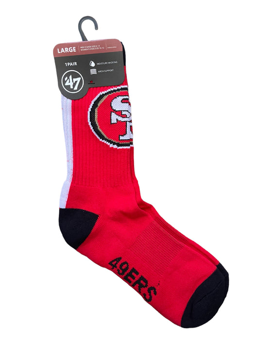 San Francisco Pro Football Socks Adult Team Logo and Colors Large Crew Sport Socks Footwear for Men and Women Game Day Apparel