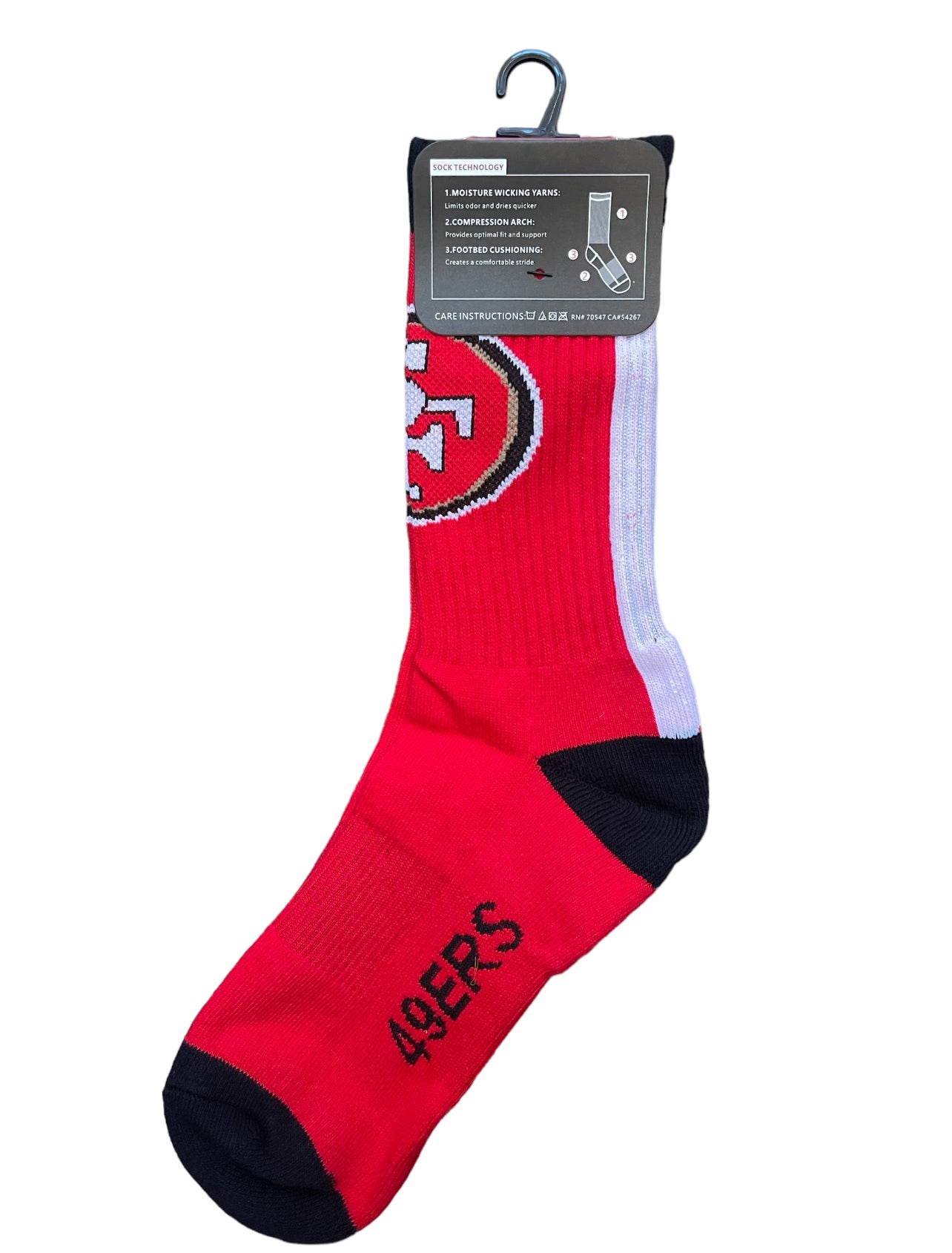 San Francisco Pro Football Socks Adult Team Logo and Colors Large Crew Sport Socks Footwear for Men and Women Game Day Apparel