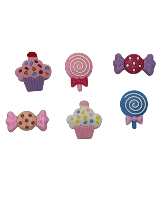 Cupcake Lollipop Candy Croc Charms Shoe Charms Decorations 6pcs Set