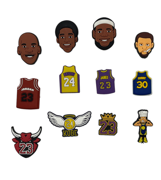 Jordan, Kobe, Curry, & LeBron Shoe Charms 12pcs Shoe Charms Decoration/Croc Charms