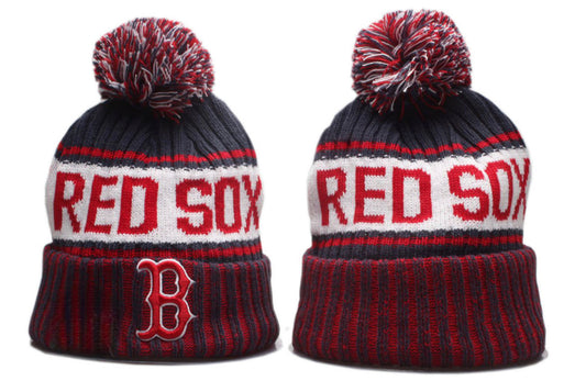 Boston Redsox Men's Cuffed Knit Hat with Pom Pro Baseball Beanie Red