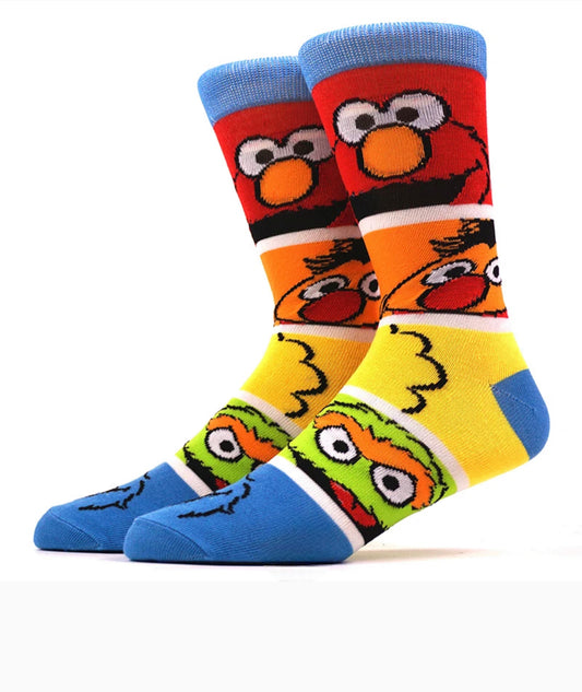 Sesame Street Cartoon Socks, Fun Novelty Mens Crew Character Socks