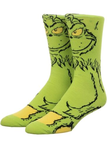 The Grinch Christmas Socks 3 Pack Bundle, Fun Novelty Unisex 360 Degree Artwork Character Designed Crew Socks