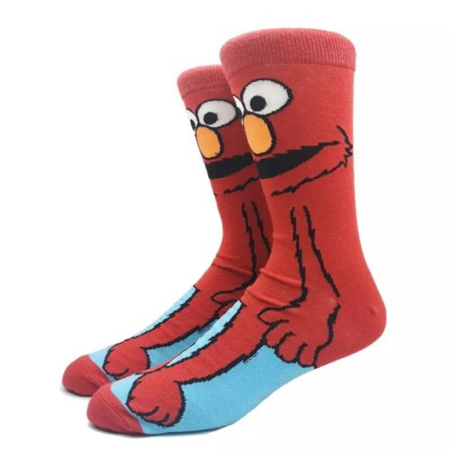 Cartoon Socks, Elmo Fun Novelty Mens Crew Character Socks Red