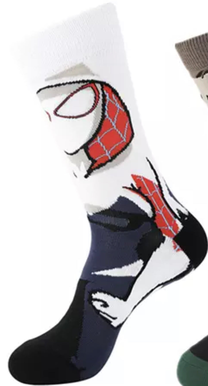 Cartoon Socks, Spider Gwen, Womens & Mens Fun Novelty Crew Character 360 Degree Artwork Designed Socks