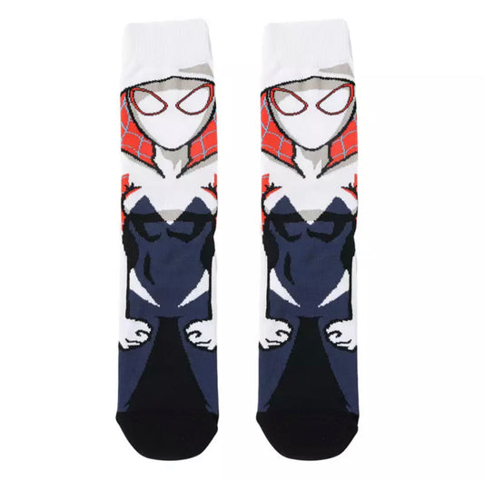 Cartoon Socks, Spider Gwen, Womens & Mens Fun Novelty Crew Character 360 Degree Artwork Designed Socks