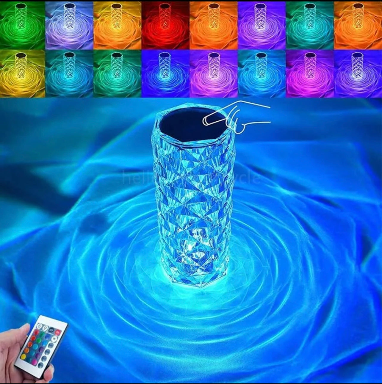 LED Crystal Table Lamp Diamond Rose Night Light Touch Atmosphere Bedside Bar USA, 16 Color