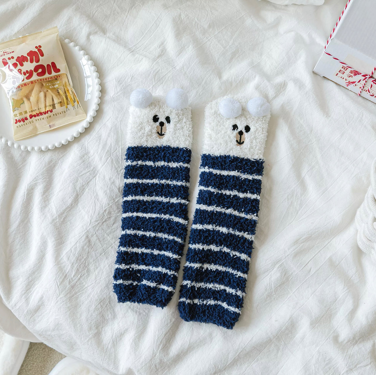 Polar Bear Cartoon Socks,Women Fun Novelty Crew Character Warm, Comfy & Cozy Designed Socks