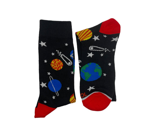 Orbit Outter Space NASA Cartoon Socks, Fun Novelty Unisex 360 Degree Artwork Character Designed Crew Socks