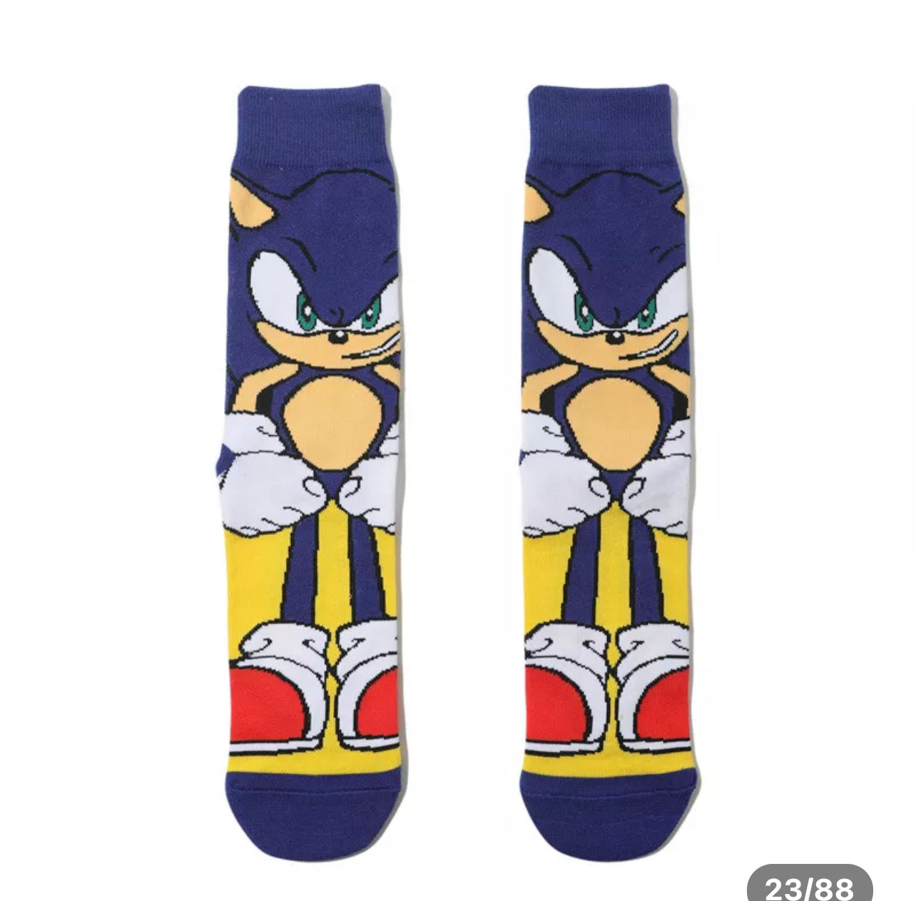 Sonic Cartoon Socks, Fun Novelty Unisex 360 Degree Artwork Character Designed Crew Socks