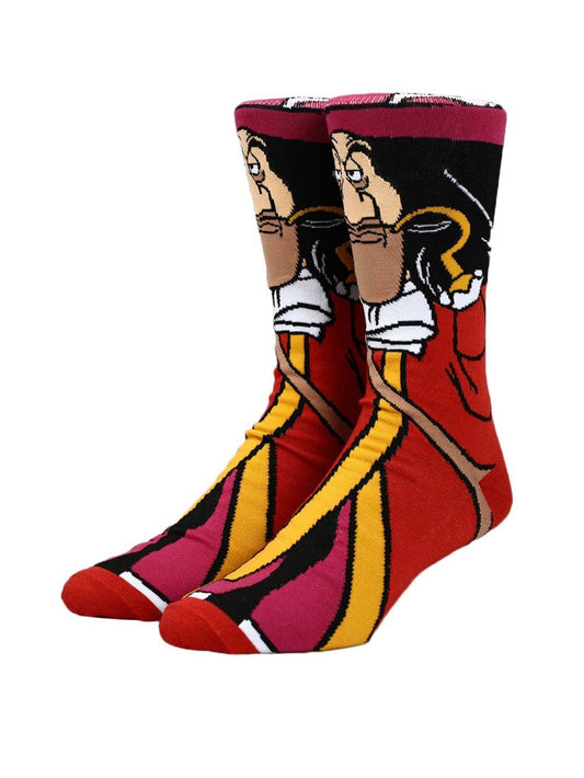 Captain Hook Cartoon Socks, Fun Novelty Unisex 360 Degree Artwork Character Designed Crew Socks