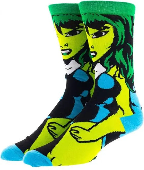 She Hulk Cartoon Socks, Womens & Mens Fun Novelty Crew Character 360 Degree Artwork Designed Socks