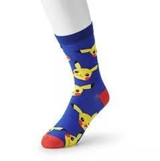 Pikachu Cartoon Socks, Fun Novelty Unisex 360 Degree Artwork Character Designed Crew Socks