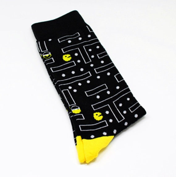 Pac-man Cartoon Socks, Fun Novelty Unisex 360 Degree Artwork Character Designed Crew Socks