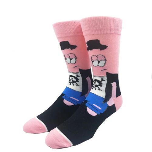 Cartoon Socks,Spongebob Patrick Fun Novelty Mens Crew Character Socks Pink/Black