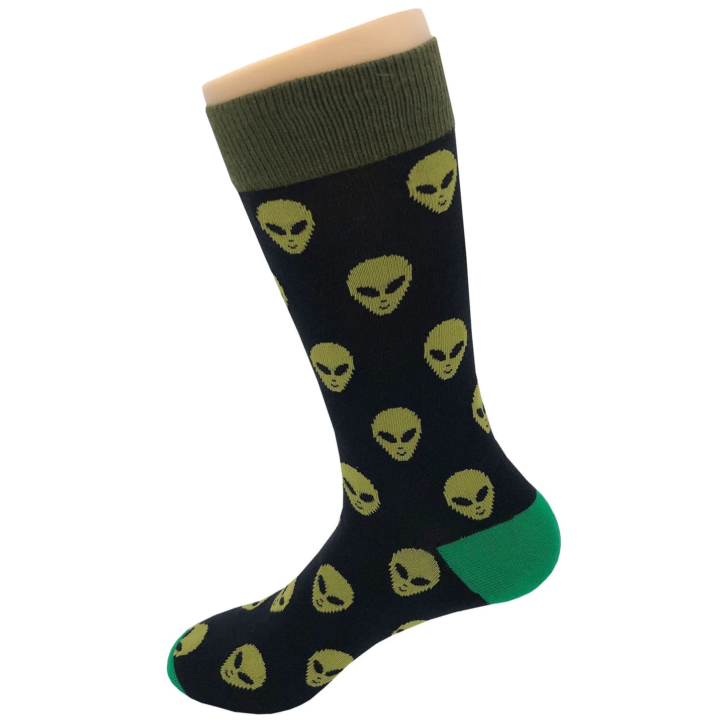 Alien Cartoon Socks, Fun Novelty Unisex 360 Degree Artwork Character Designed Crew Socks