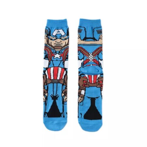 Captain America Cartoon Socks, Fun Novelty Mens Crew Character Socks