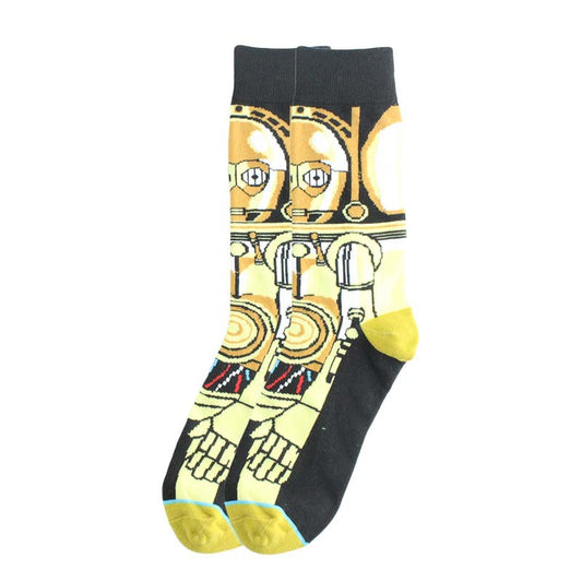 C3PO Cartoon Socks, Fun Novelty Mens/Womens Crew Character Socks