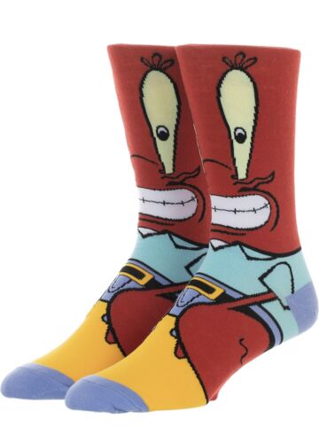 Cartoon Socks, Mr Crabs Spongebob Fun Novelty Mens Crew Character Socks