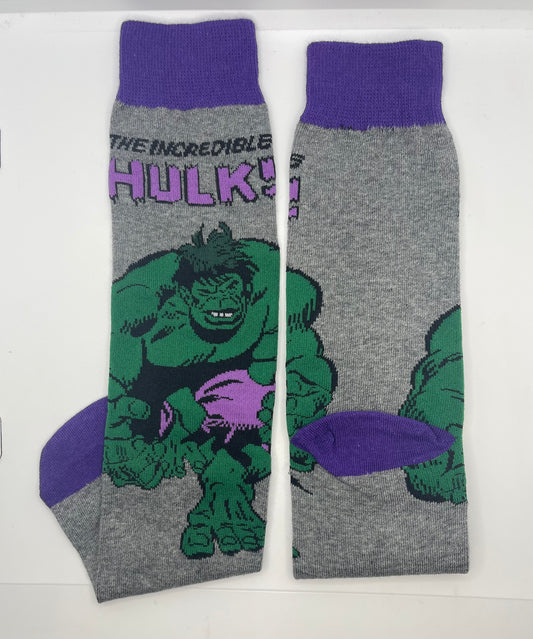 Cartoon Socks, Incredible Hulk womens & Mens Fun Novelty Crew Character 360 Degree Artwork Designed Socks