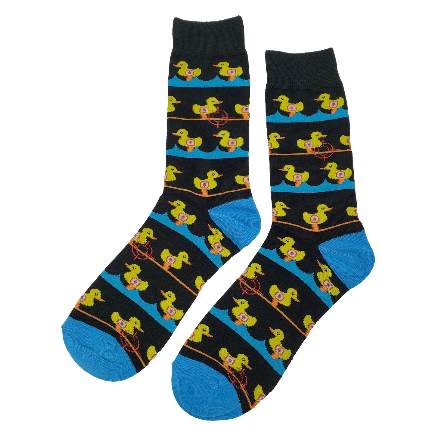 Duck Target Cartoon Socks, Fun Novelty Unisex 360 Degree Artwork Character Designed Crew Socks